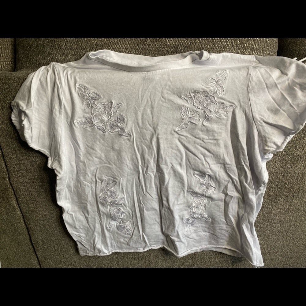 White Embroidered Tee